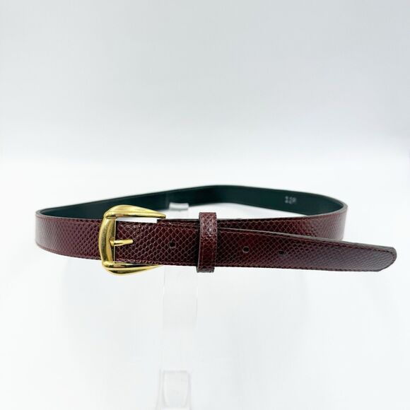 Women Snakeskin Pattern Dress Belt Slim Red Size 12 Gold Buckle - Picture 5 of 16